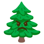 angry face + evergreen tree