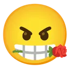 angry face + rose