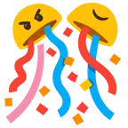 angry face + confetti ball