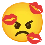 angry face + kiss mark