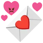 angry face + love letter
