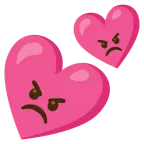angry face + two hearts