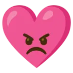 angry face + heart with ribbon