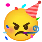 angry face + partying face