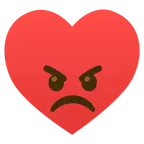 angry face + heart suit