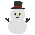 angry face + snowman without snow