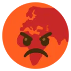 enraged face + globe showing Europe-Africa