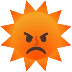 enraged face + sun with face