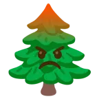 enraged face + evergreen tree