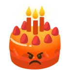 enraged face + birthday cake