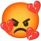 enraged face + broken heart