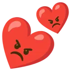 enraged face + two hearts