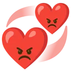 enraged face + revolving hearts