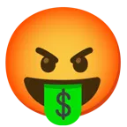 enraged face + money-mouth face