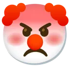 enraged face + clown face
