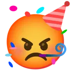 enraged face + partying face