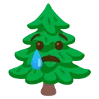cara llorando + árbol de hoja perenne
