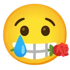 cara llorando + rosa