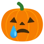 cara llorando + calabaza de Halloween