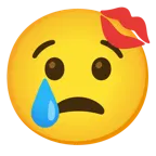 cara llorando + marca de beso