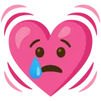 cara llorando + corazón latiendo