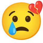 cara llorando + corazón roto