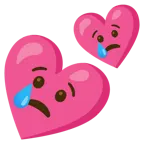 cara llorando + dos corazones