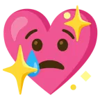cara llorando + corazón brillante