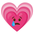 cara llorando + corazón creciente