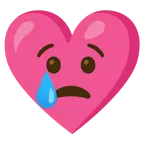 cara llorando + corazón con lazo