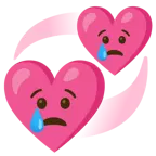cara llorando + corazones giratorios