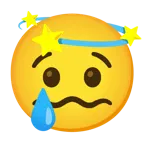 cara llorando + símbolo de mareo