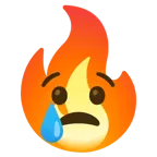 cara llorando + fuego