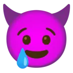 cara llorando + cara sonriendo con cuernos