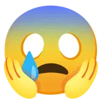 cara llorando + cara gritando de miedo