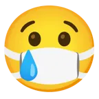 cara llorando + cara con mascarilla médica