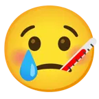 cara llorando + cara con termómetro