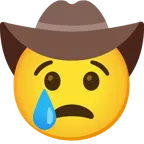cara llorando + cara con sombrero de vaquero