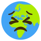entschlossenes Gesicht + Globus mit Europa und Afrika