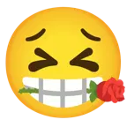 entschlossenes Gesicht + Rose