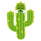 face with steam from nose + cactus