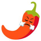 face with steam from nose + hot pepper