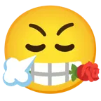 face with steam from nose + rose