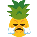 face with steam from nose + pineapple