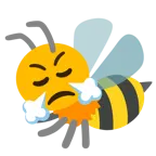 face with steam from nose + honeybee