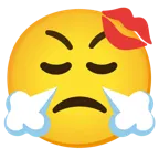 face with steam from nose + kiss mark
