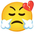 face with steam from nose + broken heart