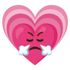 face with steam from nose + growing heart