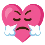 face with steam from nose + heart with ribbon