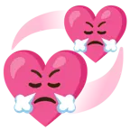 face with steam from nose + revolving hearts